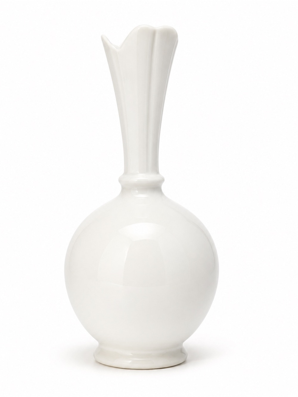 Lenox White Ceramic Bud Vase with Fluted Neck